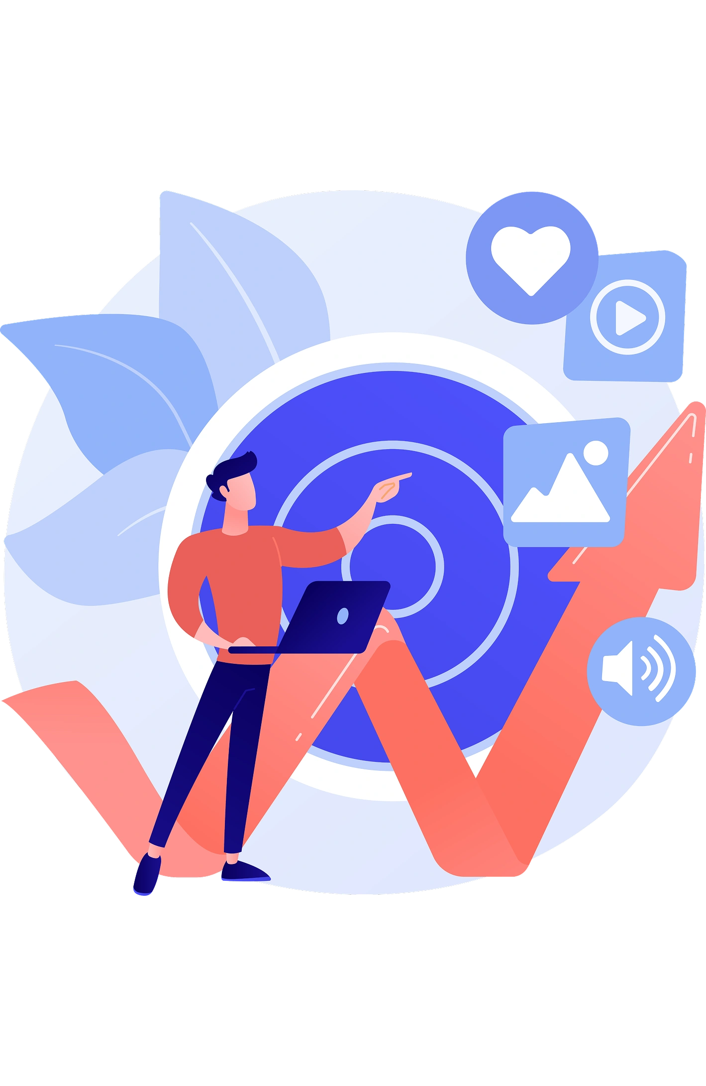Marketing analytics dashboard with growth charts